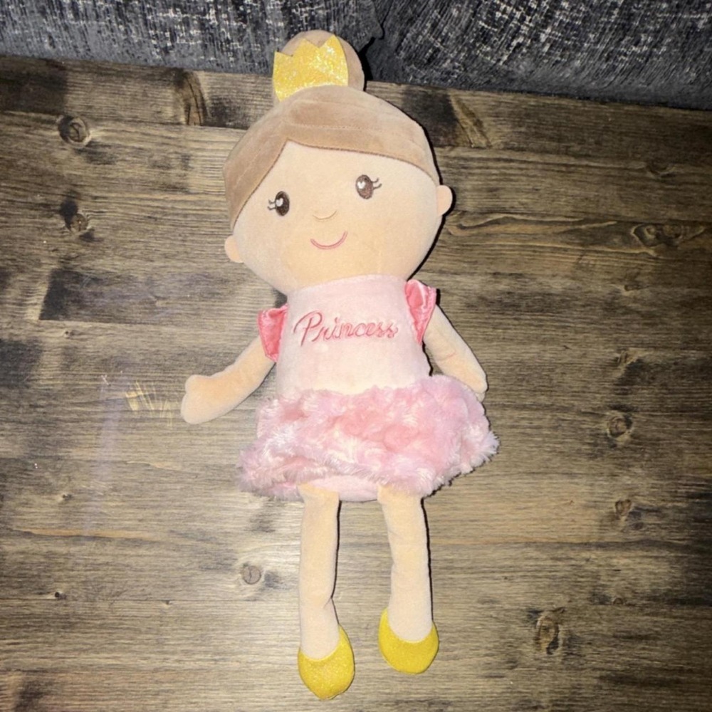 Cuddle & Co Russ Princess Ballerina Plush Doll Pink Tutu Gold Crown Medium Good